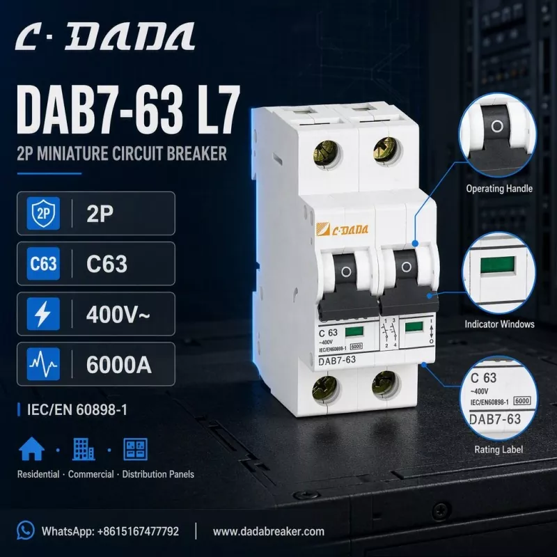 DAB7-63 L7 2P MCB – selge ja kompaktne kaitse jaotuspaneelidele